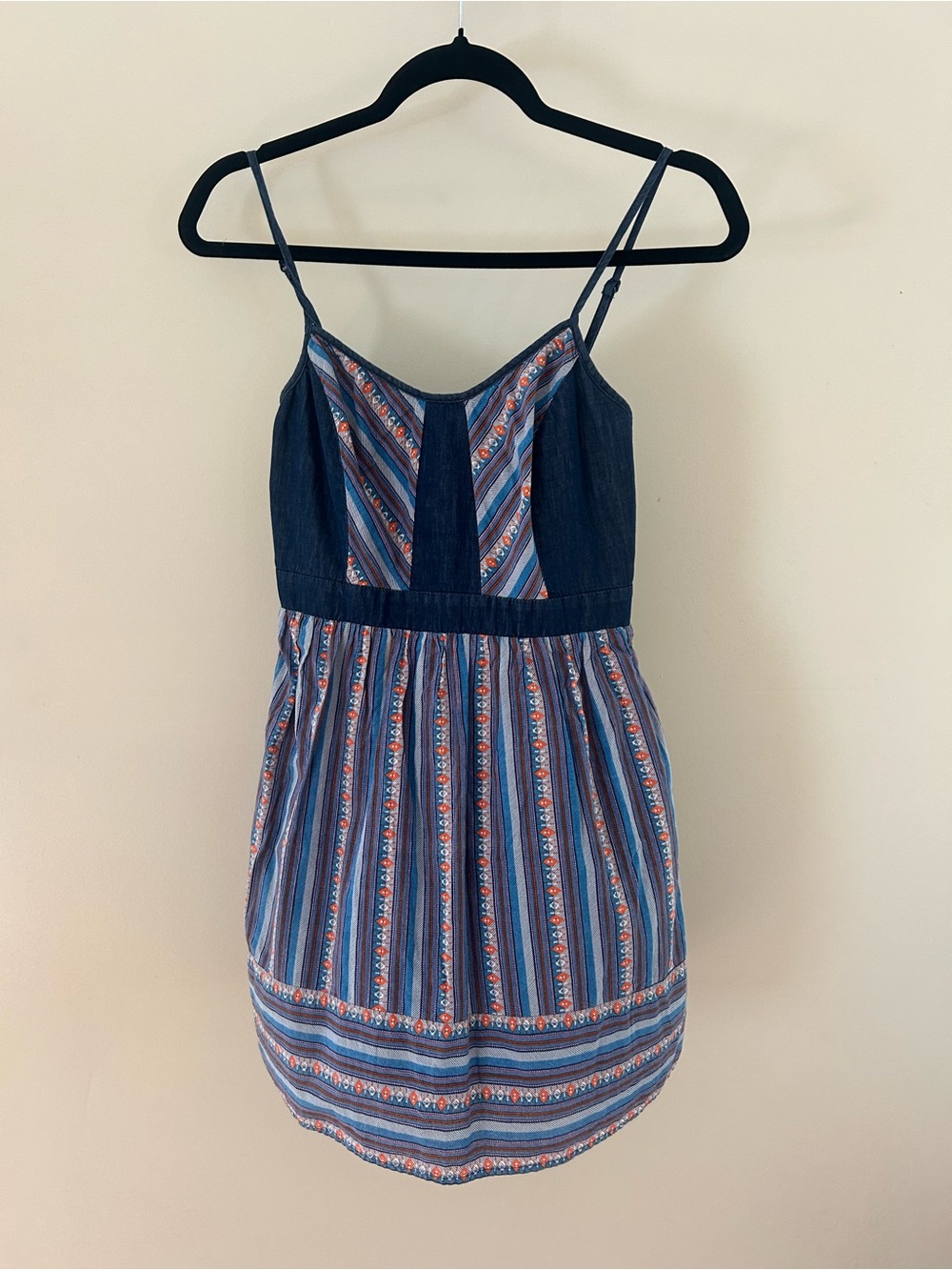 Love Reign Striped Blue and Coral Spaghetti Strap Tank